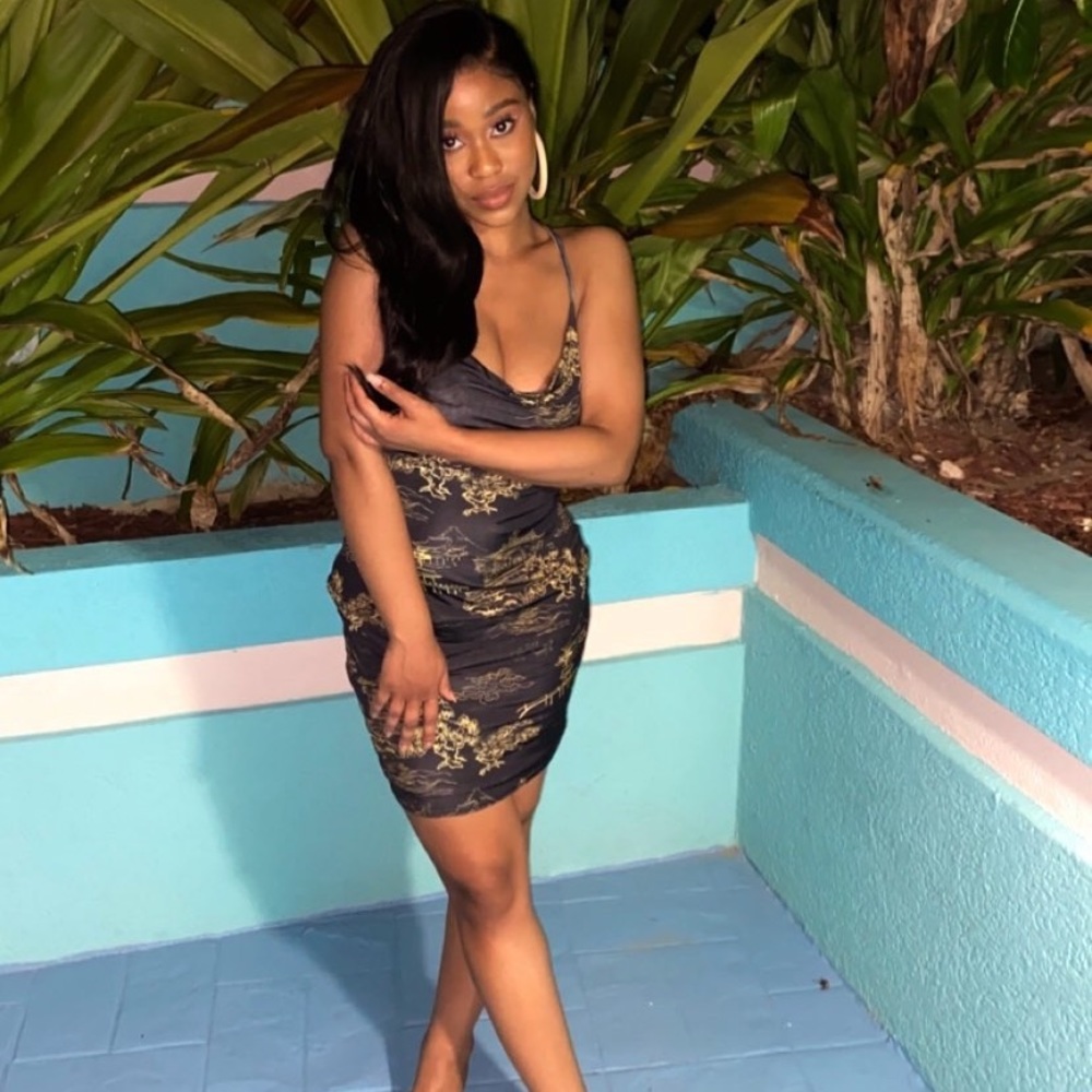 PrettyLittleThing Chinese Printed Cowl Neck Dress